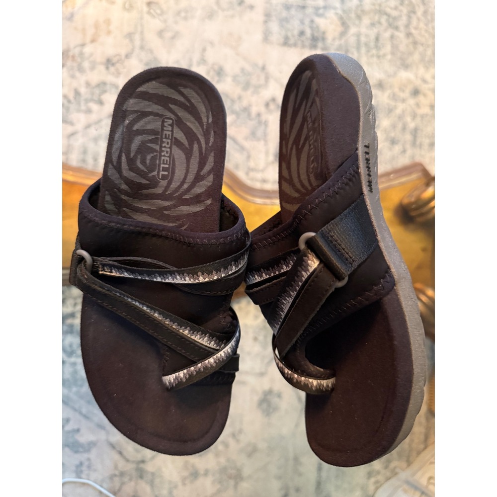 Merrell Terran 3 Cush Post Black Mesh Webbing Slide Sandals J002728 Womens 5